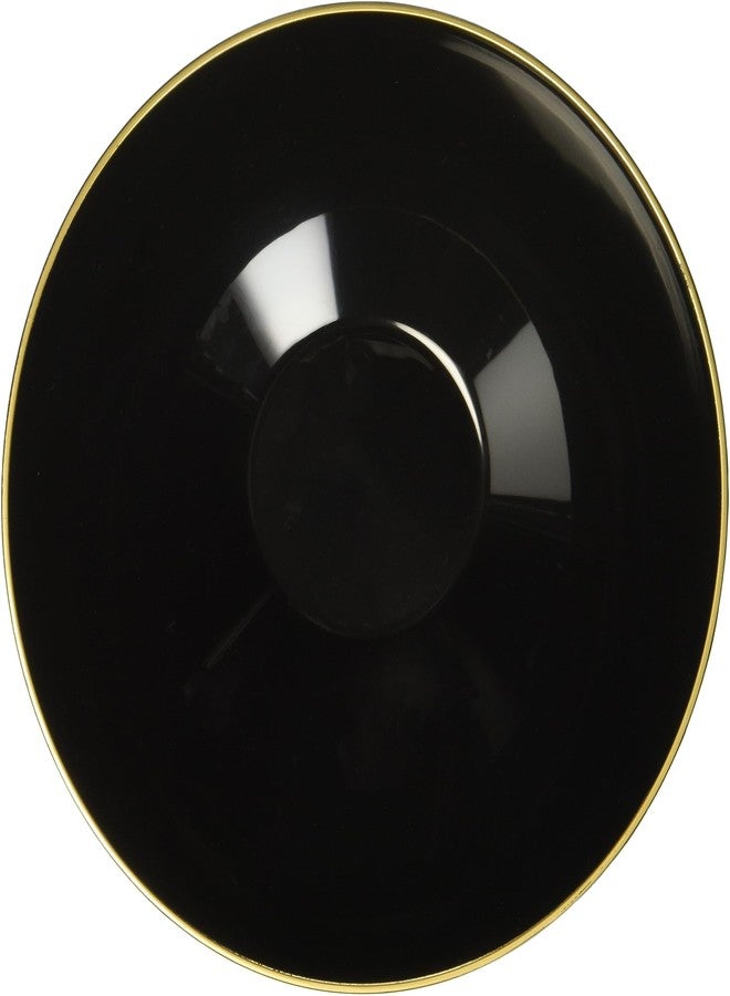 Smarty Had A Party Black Organic Round Plastic Soup Bowls With Gold Rim Design (7") - Pack Of 10 - Disposable & Stunning Design, Perfect for Parties, Weddings, Special Events, & Home Use - Image 2