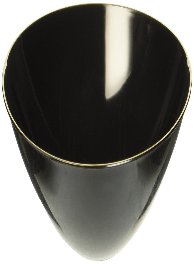 Smarty Had A Party Black Organic Round Plastic Soup Bowls With Gold Rim Design (7") - Pack Of 10 - Disposable & Stunning Design, Perfect for Parties, Weddings, Special Events, & Home Use - Image 1