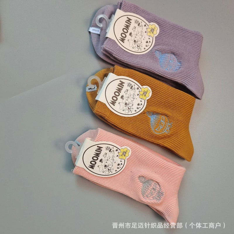 Japanese Mminya double needle embroidery solid color tube socks fashion brand socks ladies fashion Joker sports socks wholesale - Image 4