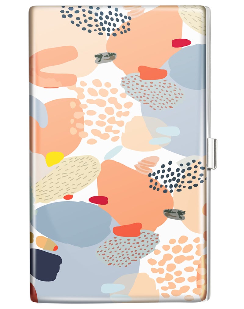 Swooflia Business Card Holder Case Wallet for Women Metal Boho Abstract Art Slim Pocket Purse Square Card Cases Cute For Realtors Real Estate Agents - Image 1