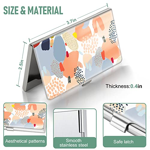 Swooflia Business Card Holder Case Wallet for Women Metal Boho Abstract Art Slim Pocket Purse Square Card Cases Cute For Realtors Real Estate Agents - Image 3