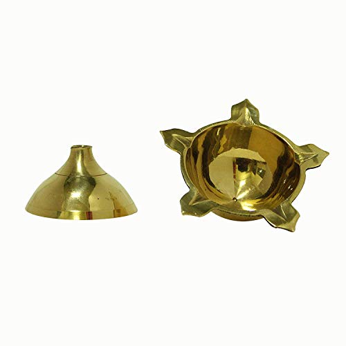Neoteric Traditional Brass Fancy Five Face Diya Pooja Oil Lamp For Home, Office,Temple | Diwali Puja Oil Diya | Diya Puja Mandir Festival Decoration Oil Lamp for Pooja and Worship Decoration Pack of 2 - Image 2