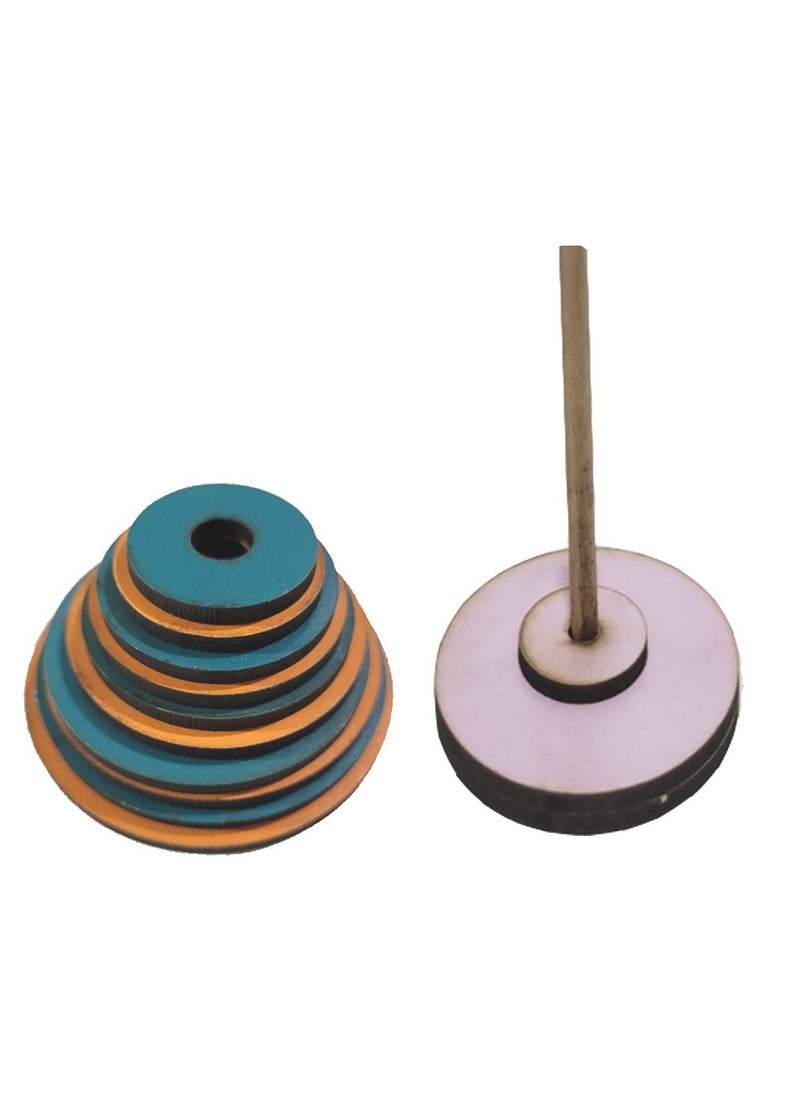 Toys Wooden Circular Pyramid of Rings 11 Pcs 