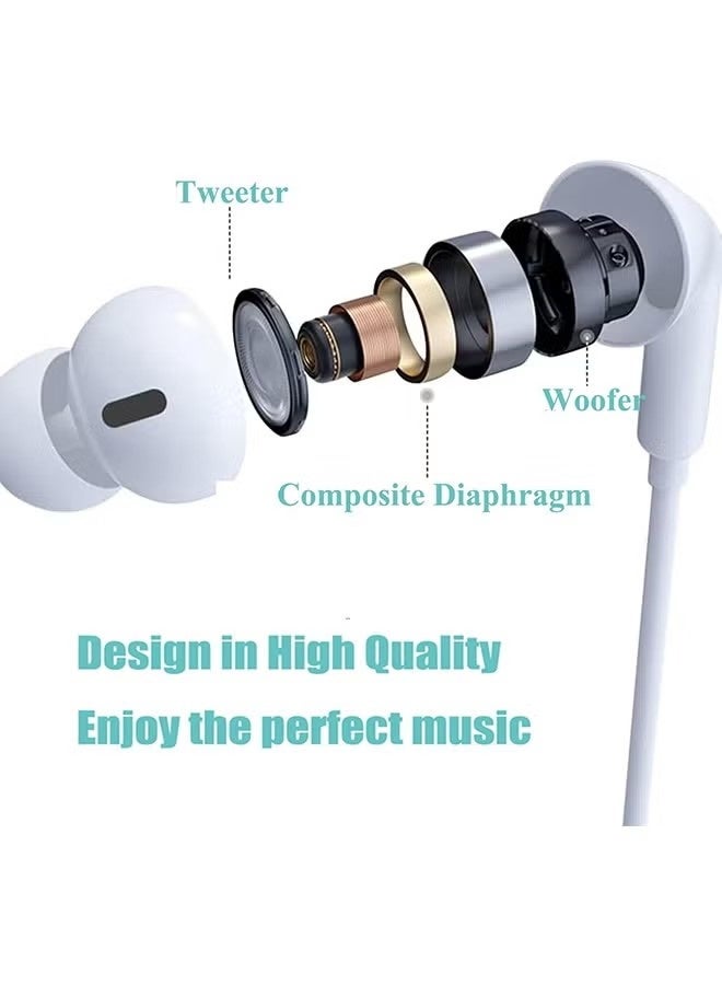 رياكلاود سماعات أذن سلكية لأجهزة iPhone، سماعات أذن سلكية مع منفذ Type-C وميكروفون، لا تحتاج إلى بلوتوث، سماعات أذن سلكية لأجهزة iPhone وiPad ومتوافقة مع أجهزة منفذ Lightning الأخرى، لون أبيض - Image 4