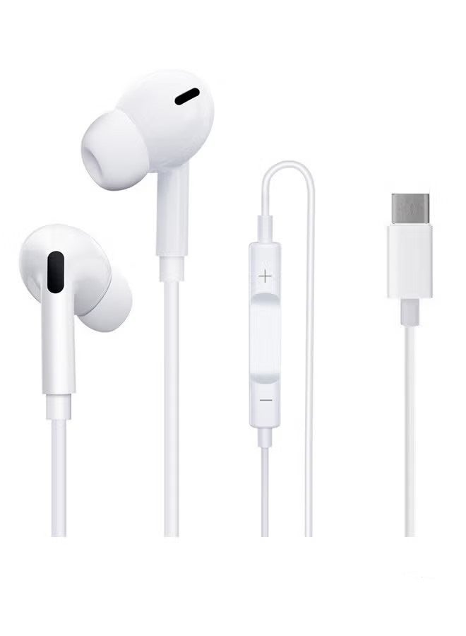 رياكلاود سماعات أذن سلكية لأجهزة iPhone، سماعات أذن سلكية مع منفذ Type-C وميكروفون، لا تحتاج إلى بلوتوث، سماعات أذن سلكية لأجهزة iPhone وiPad ومتوافقة مع أجهزة منفذ Lightning الأخرى، لون أبيض - Image 1