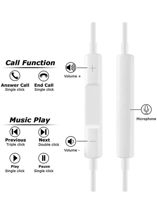 رياكلاود سماعات أذن سلكية لأجهزة iPhone، سماعات أذن سلكية مع منفذ Type-C وميكروفون، لا تحتاج إلى بلوتوث، سماعات أذن سلكية لأجهزة iPhone وiPad ومتوافقة مع أجهزة منفذ Lightning الأخرى، لون أبيض - Image 3