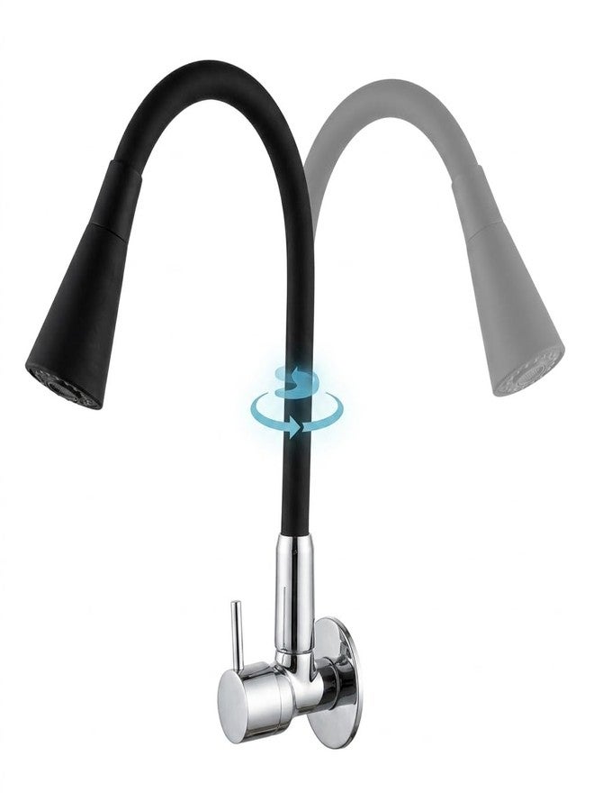 PISTIS Turbo Brass Sink Faucet with 360 Degree Flexible Silicon Swivel Spout, Black, Dual Flow - Image 2