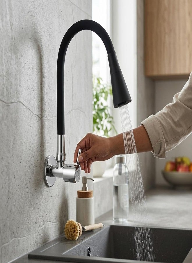 PISTIS Turbo Brass Sink Faucet with 360 Degree Flexible Silicon Swivel Spout, Black, Dual Flow - Image 4