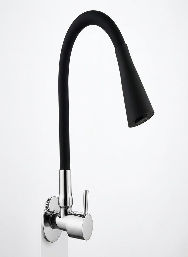 PISTIS Turbo Brass Sink Faucet with 360 Degree Flexible Silicon Swivel Spout, Black, Dual Flow - Image 1