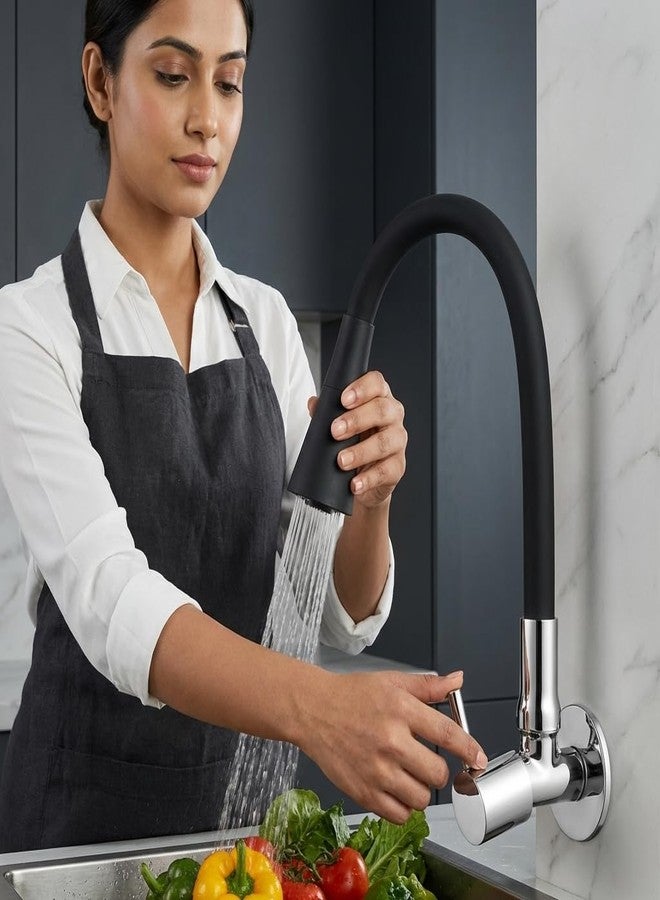 PISTIS Turbo Brass Sink Faucet with 360 Degree Flexible Silicon Swivel Spout, Black, Dual Flow - Image 5