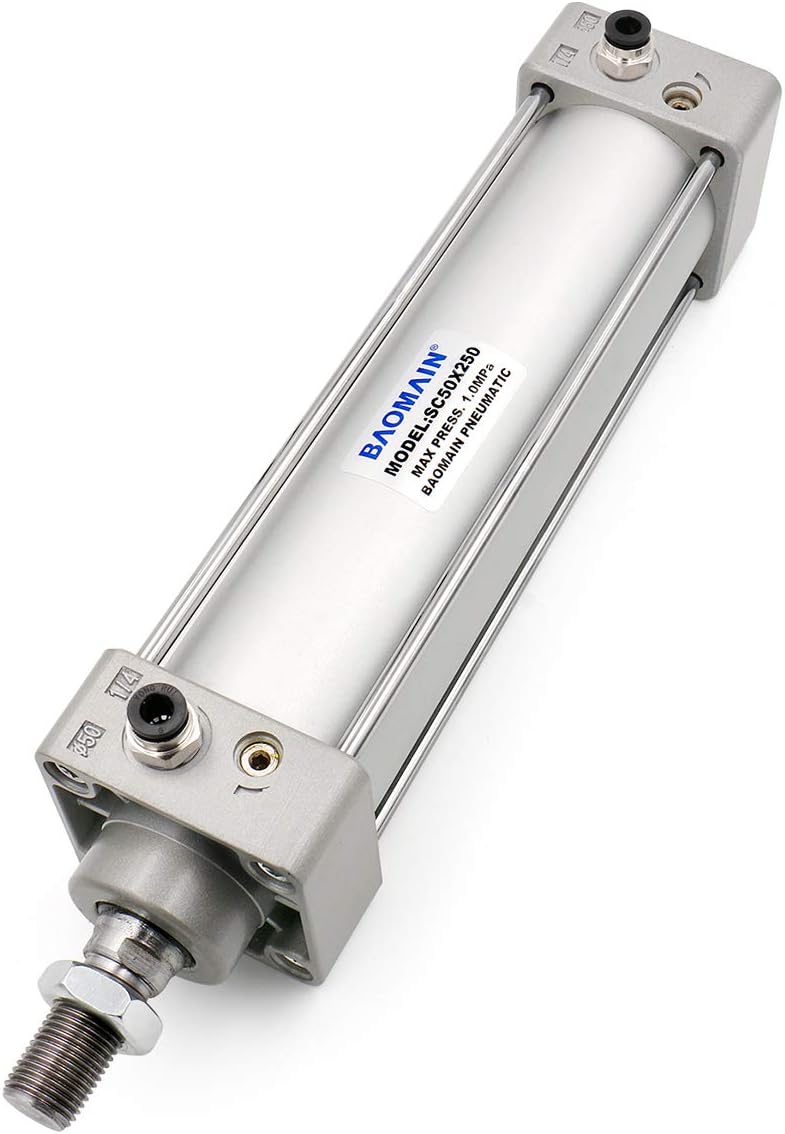 Baomain Pneumatic Air Cylinder SC 50 x 250,PT 1/4, Bore 2 inch(50mm), Stroke 10 inch(250mm),Dual Action 1 Mpa,for Industrial Machinery - Image 4