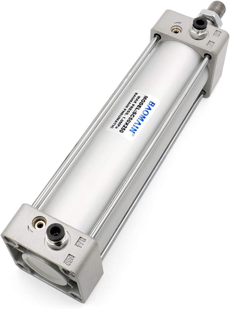 Baomain Pneumatic Air Cylinder SC 50 x 250,PT 1/4, Bore 2 inch(50mm), Stroke 10 inch(250mm),Dual Action 1 Mpa,for Industrial Machinery - Image 5
