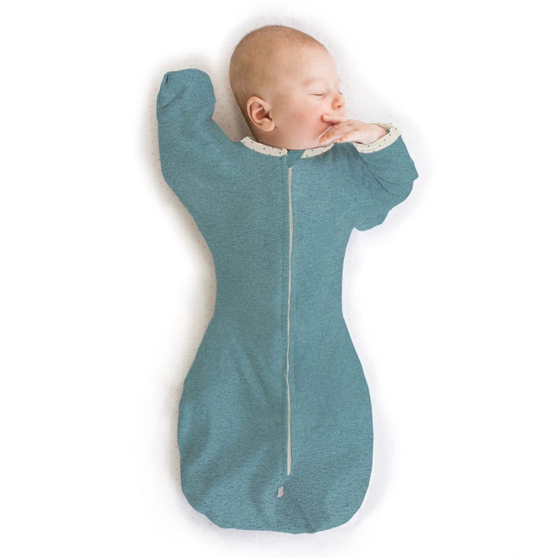 SwaddleDesigns SwaddleDesigns Transitional Swaddle Sack Arms Up HalfLength Sleeves Mitten Cuffs Swaddle for Newborn Transition to Baby Sleep Sack Wearable Blanket Small 03 Month 614 lb Heathered Teal 