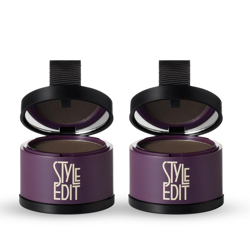 Style Edit Root Touch Up Powder for Dark Brown Hair Covers Grays and Roots MineralInfused Hairline Concealer 2 Pack