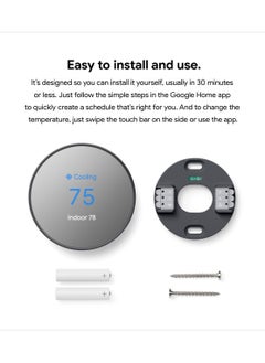Nest Google Nest Thermostat - Programmable Smart Thermostat for Home - Charcoal -GA02081-US  - Image 2
