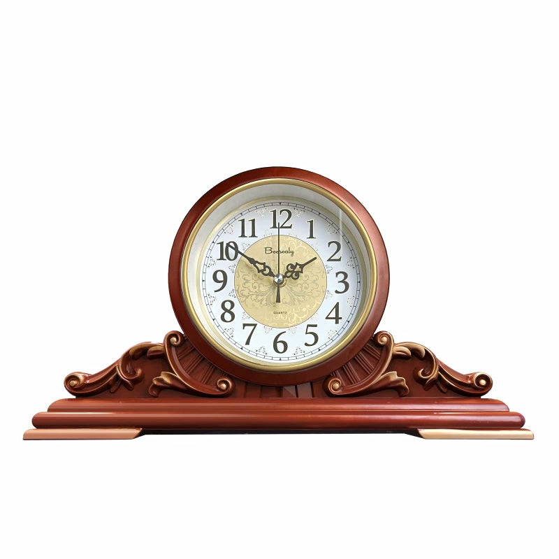 Beesealy Beesealy Mantel Clock Antique Desk Clock Modern Quartz MovementContinuous Scanning UltraQuiet Suitable for MantelDesktop Living Room Decoration Brown 