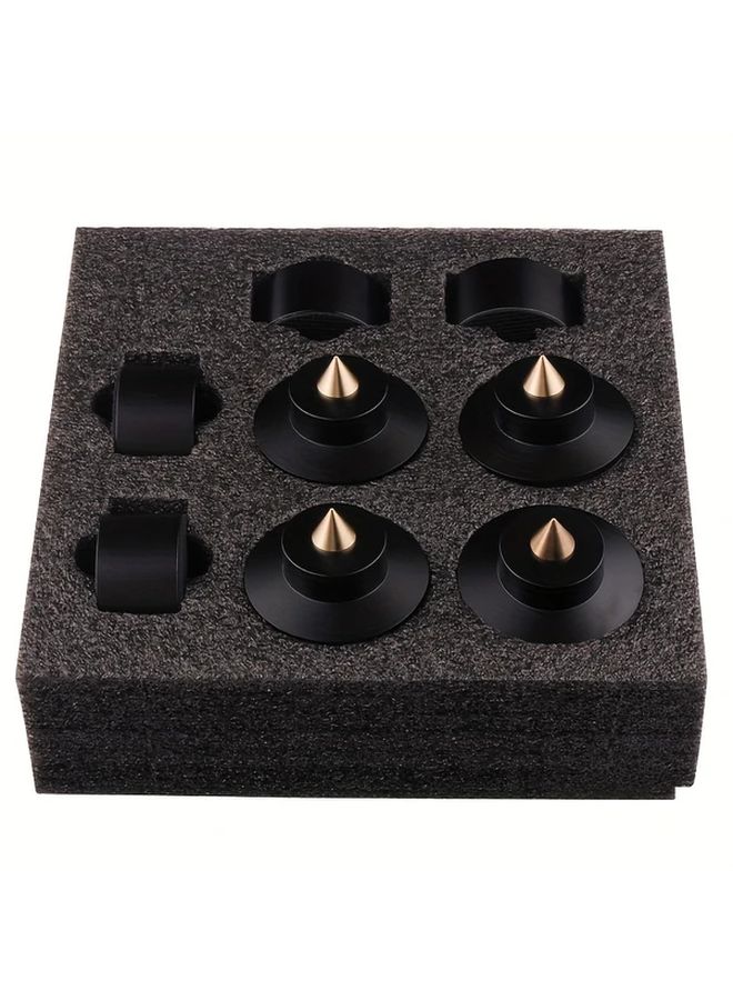 4Pcs Black Speaker Stands Vibration Damping Spikes Shock Absorbing Pads - Image 1