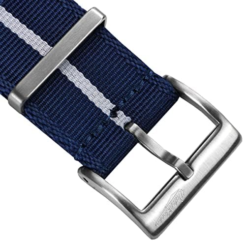 WatchGecko Swiss Quality Signature Military Nylon Watch Strap. Nylon Mens Replacement Watch Band. Rugged, Quick-Drying and Secure Wristwatch Strap for Outdoor Activities. Blue & White, 21 mm - Image 3