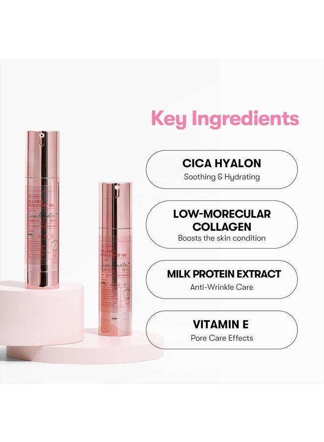 VT Cosmetics Collagen Reedle Shot 100, Firming & Elasticity, Centella-Asiatica, Low Molecular Collagen for All Skin Types, Refreshing Texture with Rich Moisture 1.69Fl Oz(50ml) - Image 4