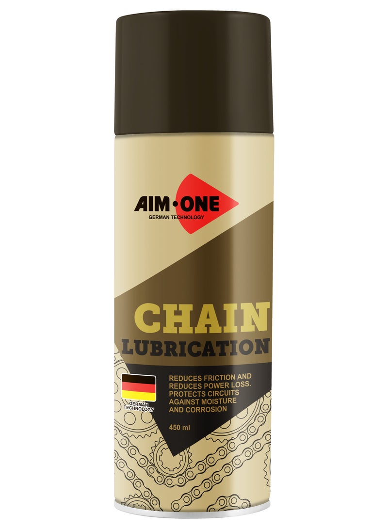 AIM-ONE Aim One Chain Lubrication 450ml Reduces Friction & Reduces Power Loss. Protects Circuits Against Moisture & Corrosion