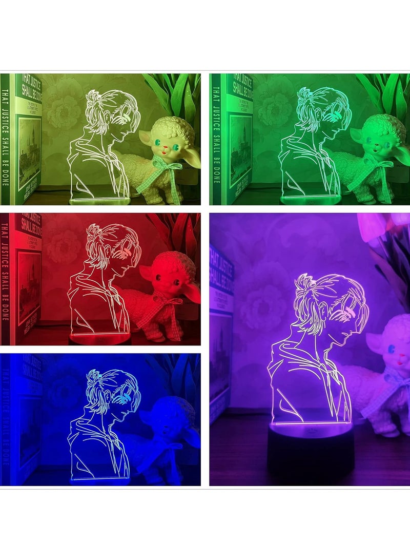 عام مصباح أنمي ثلاثي الأبعاد لشخصية إيرين ييغر - إضاءة ليلية بإضاءة LED، زينة غرف مع تحكم باللمس، هدية مثالية لعشاق الهجوم على العمالقة وأعياد الأطفال - Image 2