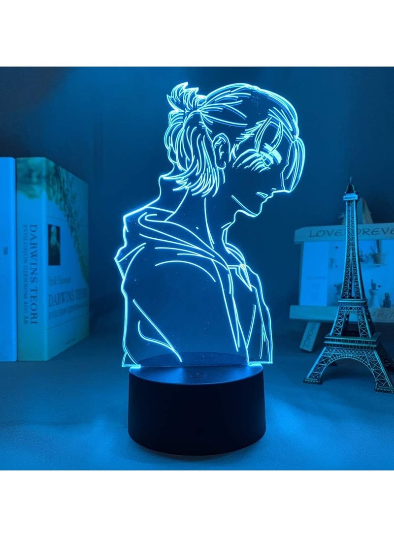 عام مصباح أنمي ثلاثي الأبعاد لشخصية إيرين ييغر - إضاءة ليلية بإضاءة LED، زينة غرف مع تحكم باللمس، هدية مثالية لعشاق الهجوم على العمالقة وأعياد الأطفال - Image 1