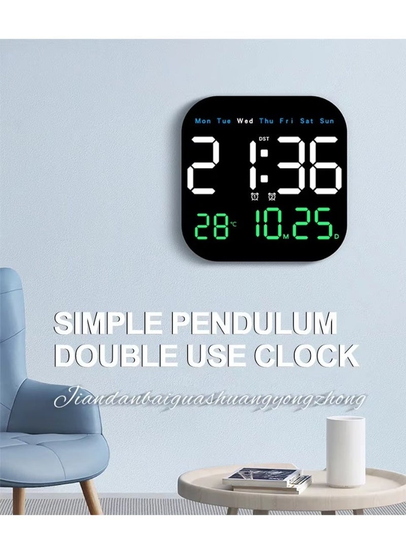 BlueFire 10 Inch Large LED Digital Wall Clock with Remote Control – Multifunctional Electronic Clock Displaying Time, Temperature, Humidity, Date & Week – Adjustable Brightness with Auto Dimming, Silent Operation, Alarm & Countdown for Living Room, Bedroom, Office, Home Decor - Image 4