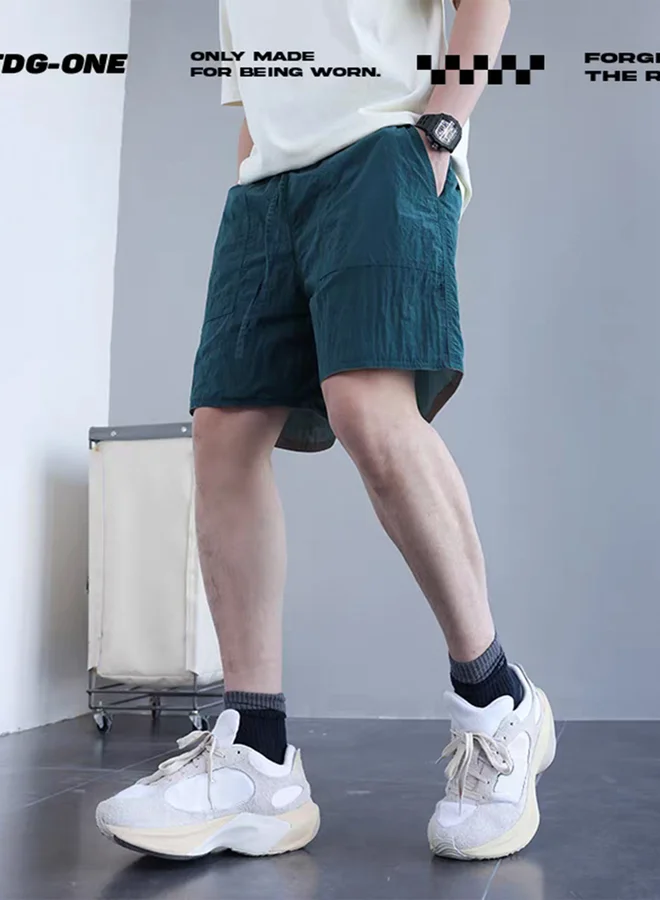 ستايلي Styli Mid Rise Loose Fit Shorts with Drawstring