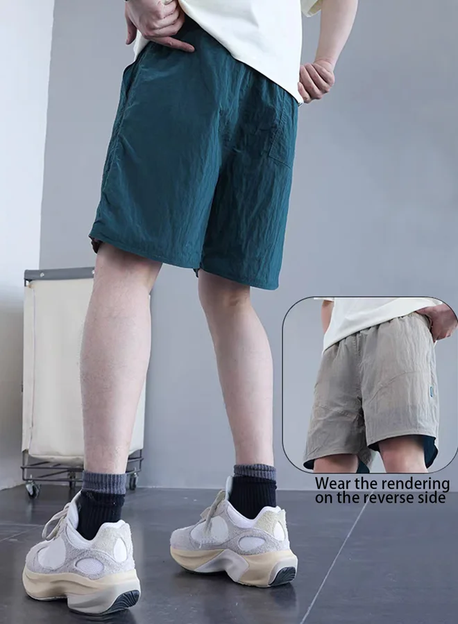 ستايلي Styli Mid Rise Loose Fit Shorts with Drawstring
