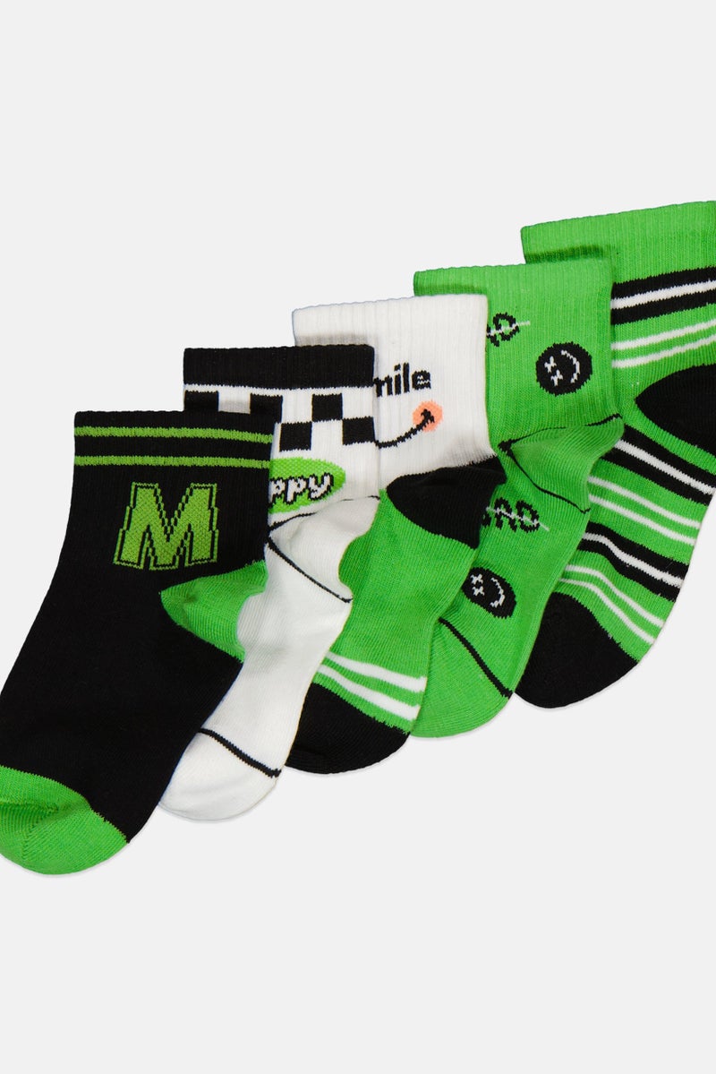 RBX Kids Boy 5 Pairs Printed Outdoor Socks Set, Multicolor - Image 1