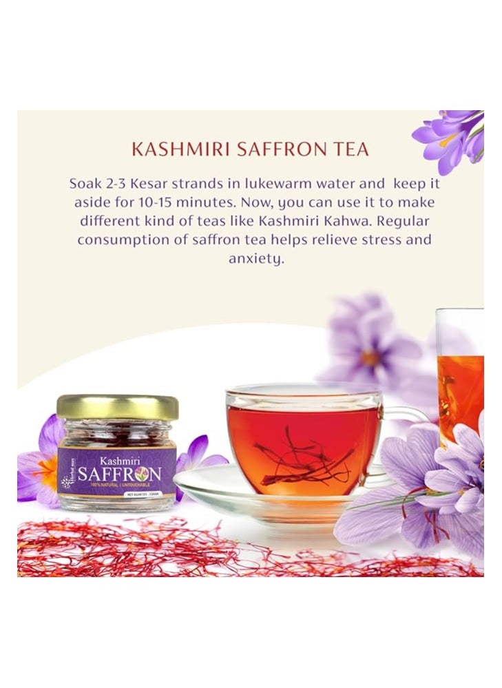 Herbal Max - Kashmiri Mongra Saffron Kesar, 1g, A+++ Grade, For Food, Cooking, Sweets Personal Use Natural Jaffran Leaves - Image 1
