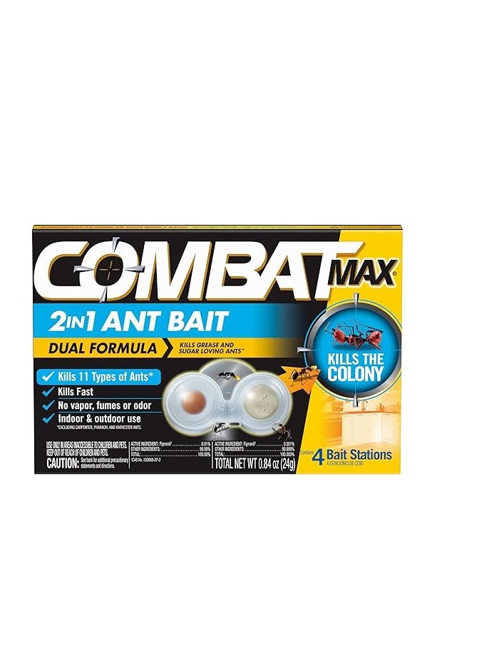 Combat Max 2-in-1 Ant Bait Station for Indoor Household Use – Pack of 4 - Image 1