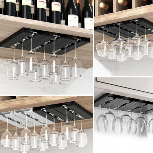 DESONAUT 2 Pcs Wine Glass Holder Under Shelf or Cabinet Punch-free,Stemware Rack Glassware Drying Storage Hanger for Kitchen,Bar and Restaurant (White) - Image 5