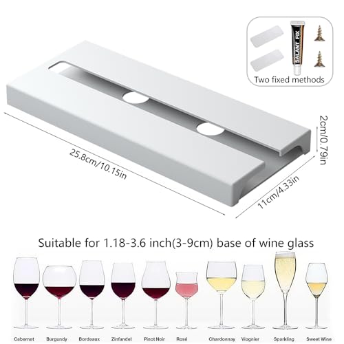 DESONAUT 2 Pcs Wine Glass Holder Under Shelf or Cabinet Punch-free,Stemware Rack Glassware Drying Storage Hanger for Kitchen,Bar and Restaurant (White) - Image 2