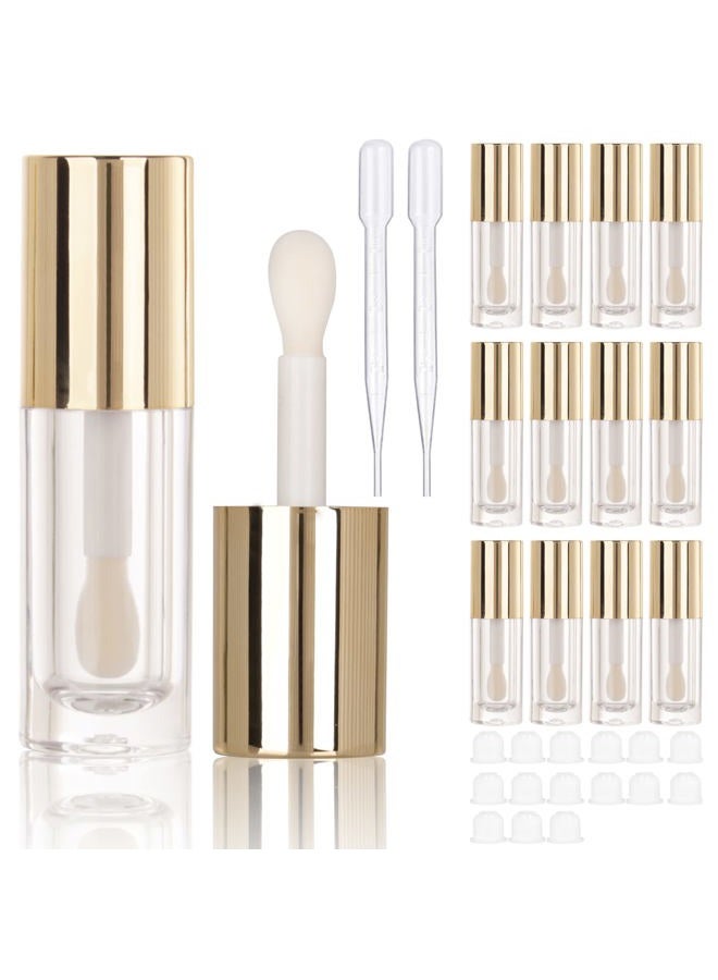 COSIDEA 14pcs Empty 6ml big doe foot wand Chunky lip gloss tubes for DIY lipgloss,Pink round lipgloss containers tubes with thick wand (Gold) - Image 1