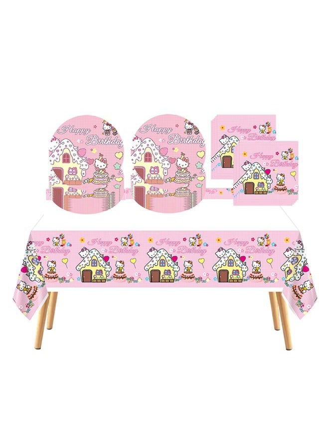 41 pcs Pink Cat Party Decoration Hello Cat Pink Kite Including 1pc Tablecover 20 pcs 7 inches Plates and 20 pcs 6.5 inches Napkins Cat Theme Birthday Party Decoration Favor Sets (41 pink snow)