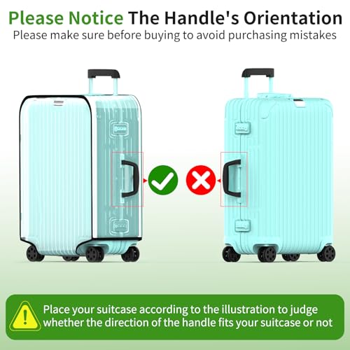 YHOUSE Suitcase Covers For Luggage, 28 Inch Clear PVC Luggage Covers Protector Full Thicken Transparent Waterproof Suitcase Sleeve With Large Velcro for 28" Wheeled Suitcases - Image 3