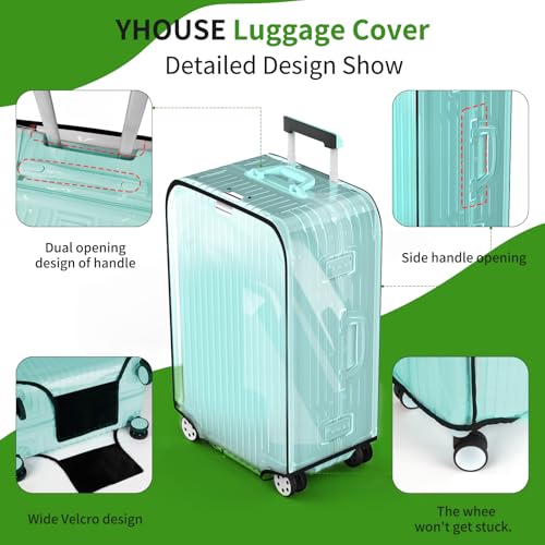 YHOUSE Suitcase Covers For Luggage, 28 Inch Clear PVC Luggage Covers Protector Full Thicken Transparent Waterproof Suitcase Sleeve With Large Velcro for 28" Wheeled Suitcases - Image 5