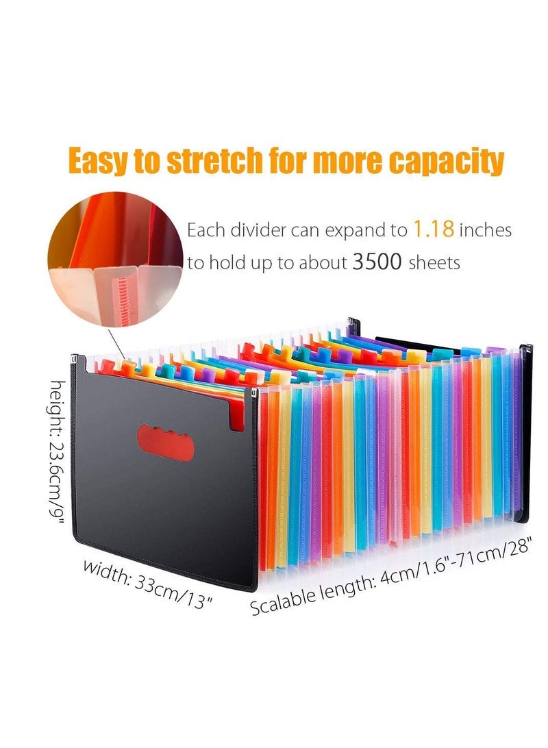 Generic Vibrant 24-Pocket Accordion File Organizer - Perfect for A4 & Letter Size Documents, Ideal for Storing Invoices, Receipts & More - Portable & Stylish  - Image 3