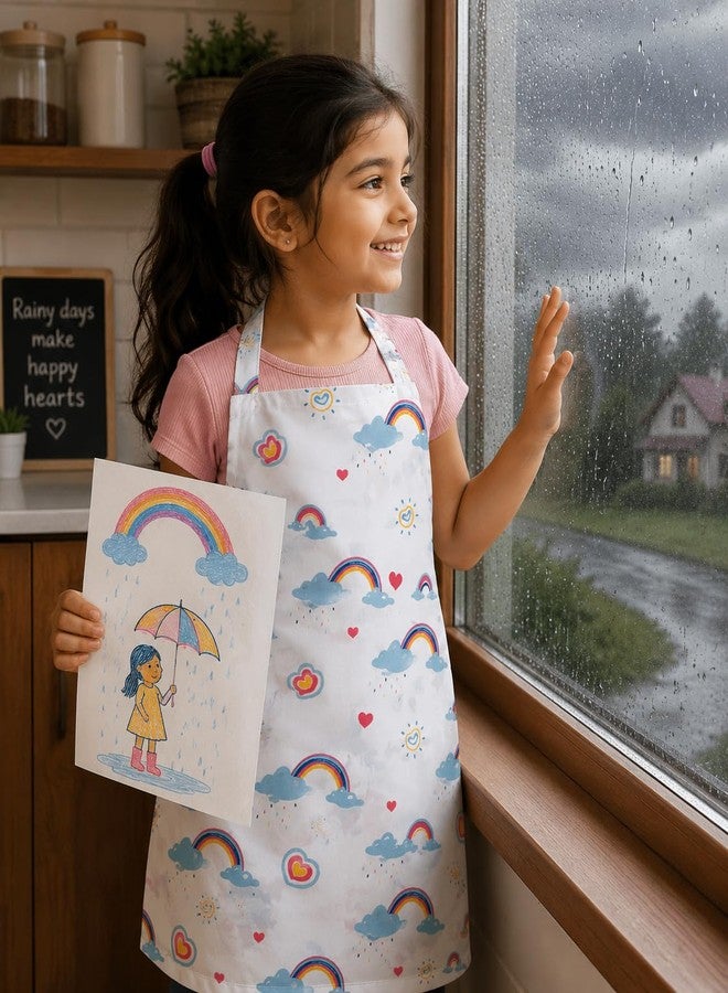 JYOTEX Kids Apron for Cooking, Baking, Painting Art & Crafts | Child Apron | Great for Kitchen, School (Rain Love)