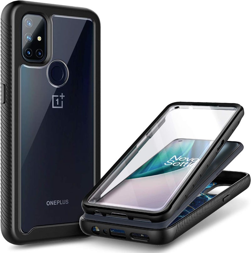 NZND for OnePlus Nord N10 5G Case with Built-in Screen Protector, [16FT Military Grade Drop Tested] Full-Body Protective Shockproof Rugged Bumper Case (Black) - Image 1