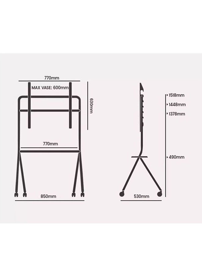 شو وو - حامل تلفزيون للشاشات LCD LED OLED من 42 إلى 75 بوصة، حامل تلفزيون محمول بعجلات، عربة تلفزيون متنقلة قابلة لضبط الارتفاع مع رف خشبي للأجهزة، حامل تلفزيون ثقيل يصل إلى 110 رطل - Image 1