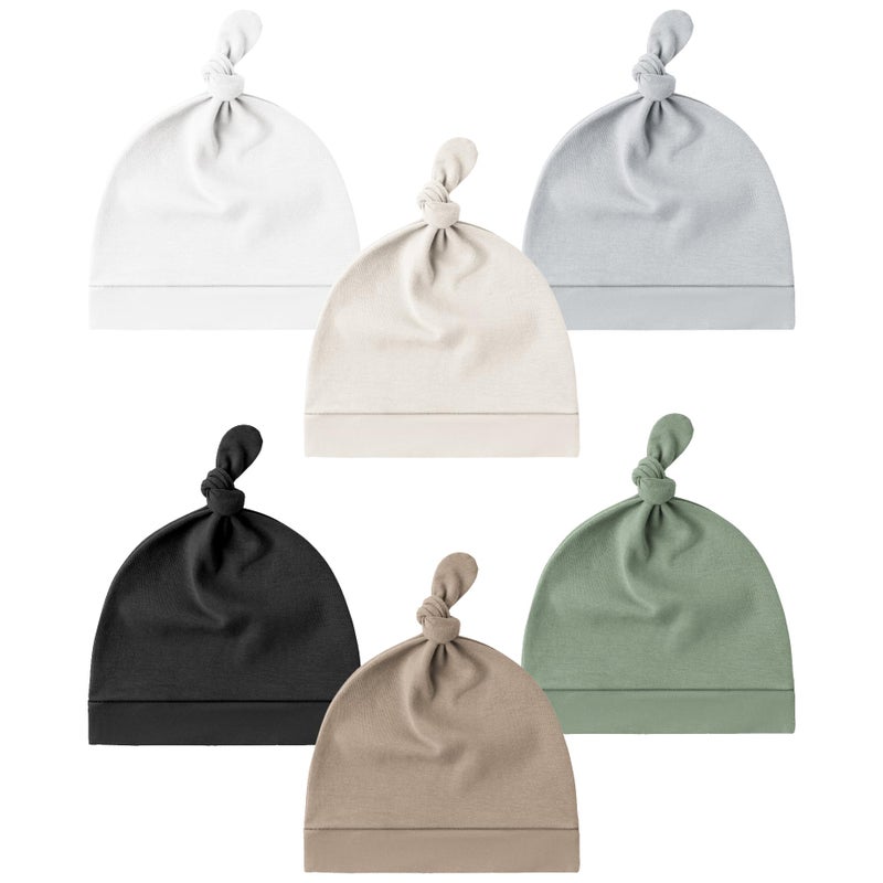 Newborn Hats 6-Pack Multicolor - Soft Stretchy Knot Hats for Newborn Hospital Stay Baby Shower Gifts - Image 1
