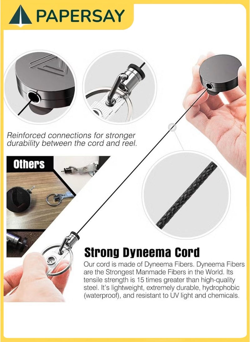 PAPERSAY Heavy Duty Vertical ID Card Holder Metal Retractable Badge Holder Reel with Belt Clip Key Ring, Waterproof Clear and Leather Badge Holder - Image 4