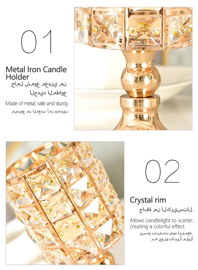 Sunnaltree 3PCS Candle Holder, Gold Crystal Candle Holder Set, Vintage Candlestick Lamp Base, Pillar Candle Holders for Table Centerpiece,Wire Candlestick Tabletop Craft Decor for Party, Wedding (35cm+30cm+22cm) - Image 2