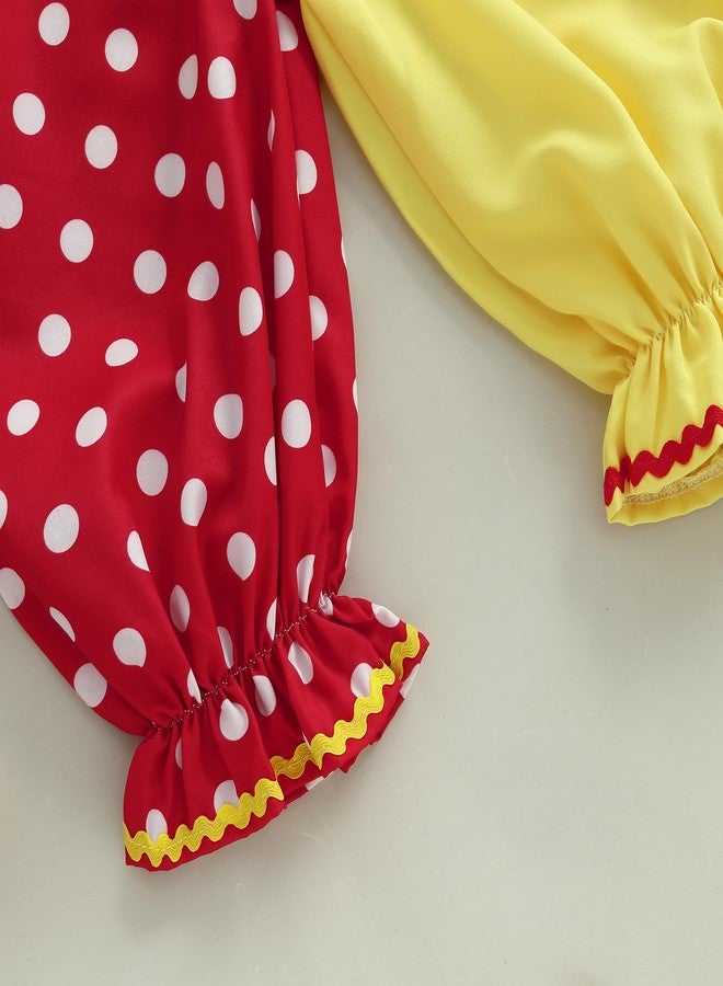 Pudcoco Toddler Baby Boys Girls Halloween Clown Costume Long Sleeve Contrast Color Ruffle Layered Jumpsuit Romper with Hat (Red, 2-3T) - Image 4