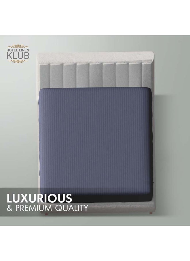Hotel Linen Klub Hotel Linen Klub Stripe Microfiber  Dark Grey Fitted Sheet  - Image 2