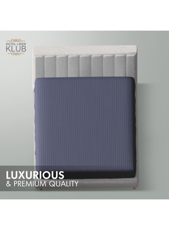Hotel Linen Klub 1-Piece Microfiber Fitted Sheet Striped , Color Dark Grey, Design Soft Fabric Deep Pocket Elastic Edge Bed Linen, Availabe in Single, Double, Queen, King and Super King - Image 2