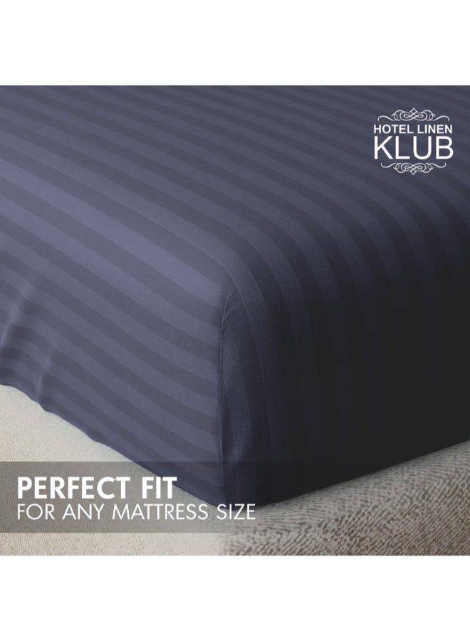 Hotel Linen Klub 1-Piece Microfiber Fitted Sheet Striped , Color Dark Grey, Design Soft Fabric Deep Pocket Elastic Edge Bed Linen, Availabe in Single, Double, Queen, King and Super King - Image 3