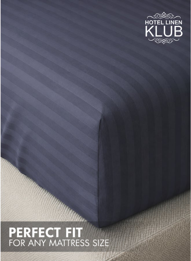 Hotel Linen Klub 1-Piece Microfiber Fitted Sheet Striped , Color Dark Grey, Design Soft Fabric Deep Pocket Elastic Edge Bed Linen, Availabe in Single, Double, Queen, King and Super King - Image 4